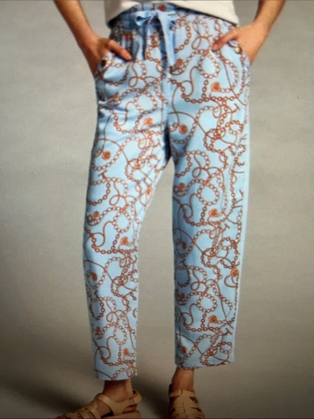 Maeve Anthropologie Kalle Chain Print Drawstring Track Pants Size Small - Picture 2 of 16